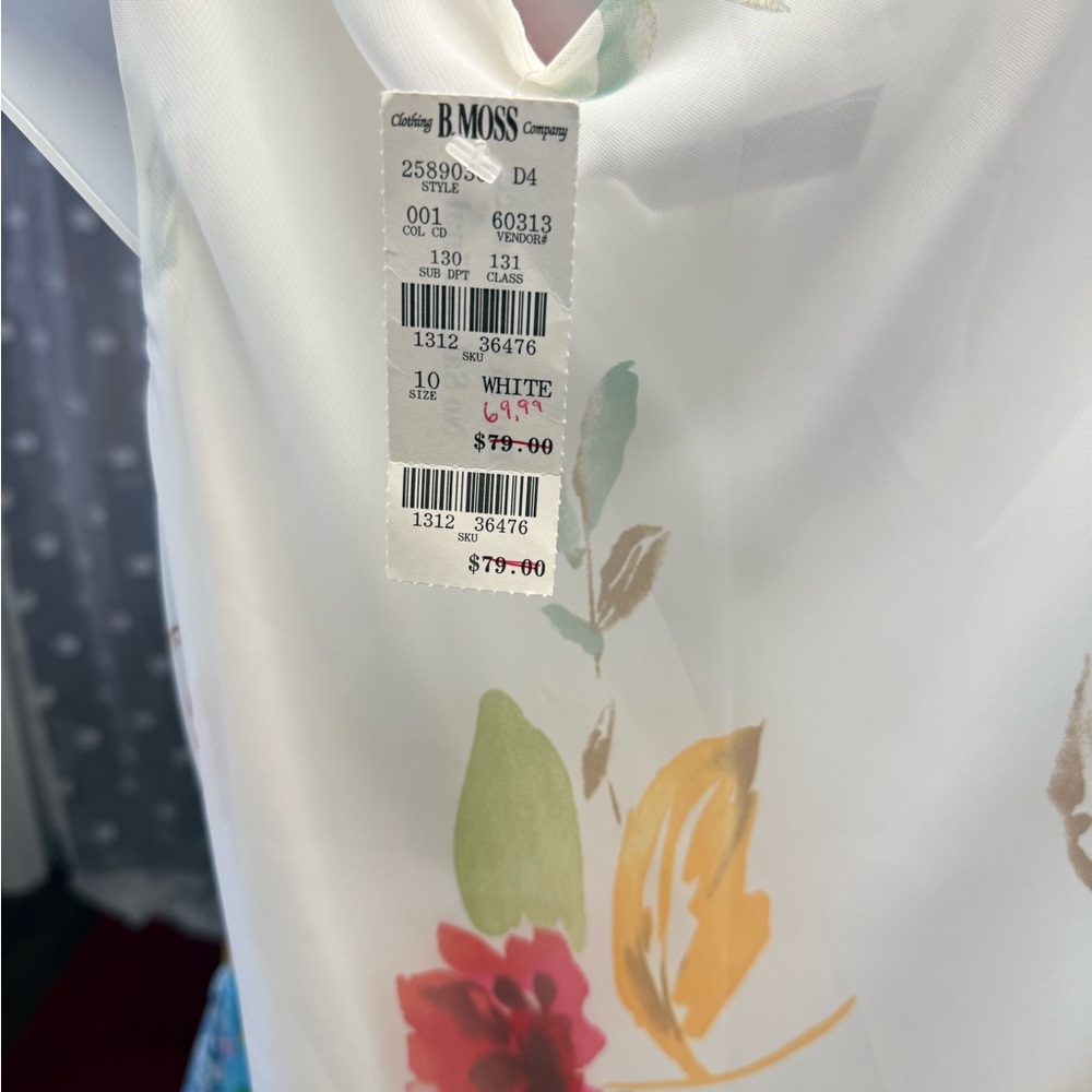 Y2K B.Moss White Floral Cowl Neck Maxi Dress - Picture 4 of 4